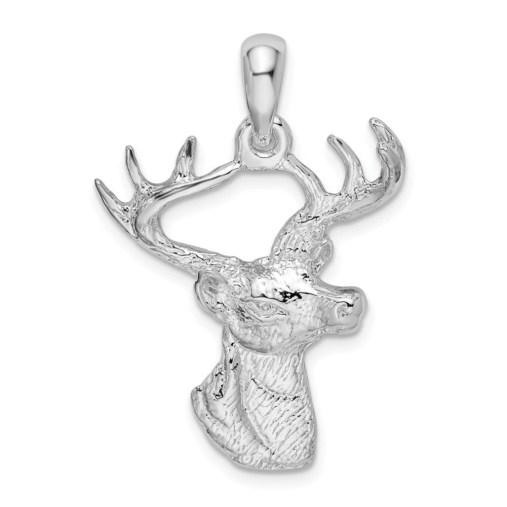 Sterlingsilber De-ani Rhodiniert 6-point Buck Hirsch Kopf Profile Anhänger
