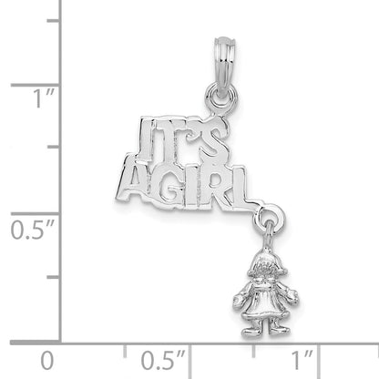 Sterlingsilber Poliert Beweglich It A Mädchen mit Doll Anhänger