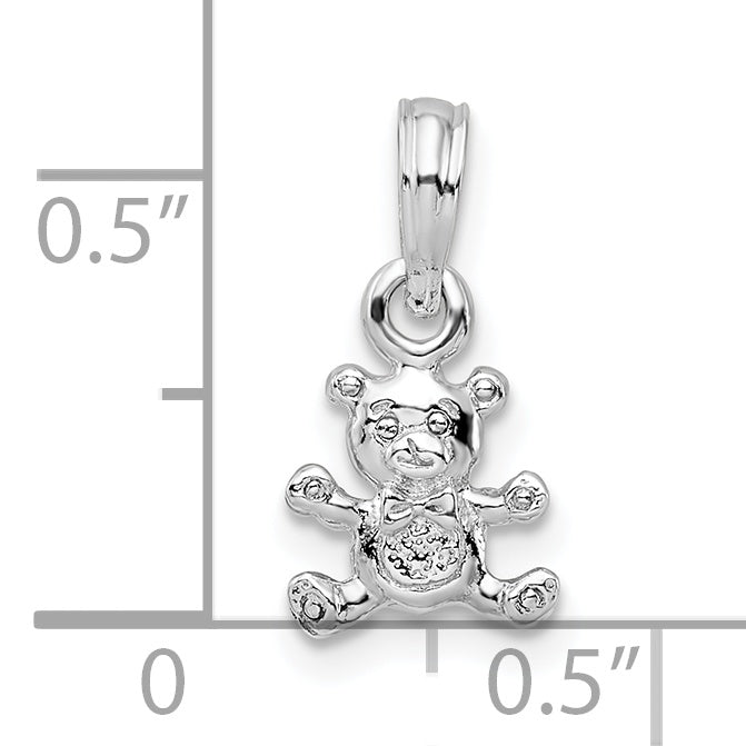 Sterlingsilber De-ani Rhodiniert Poliert 3d Mini Bär Anhänger