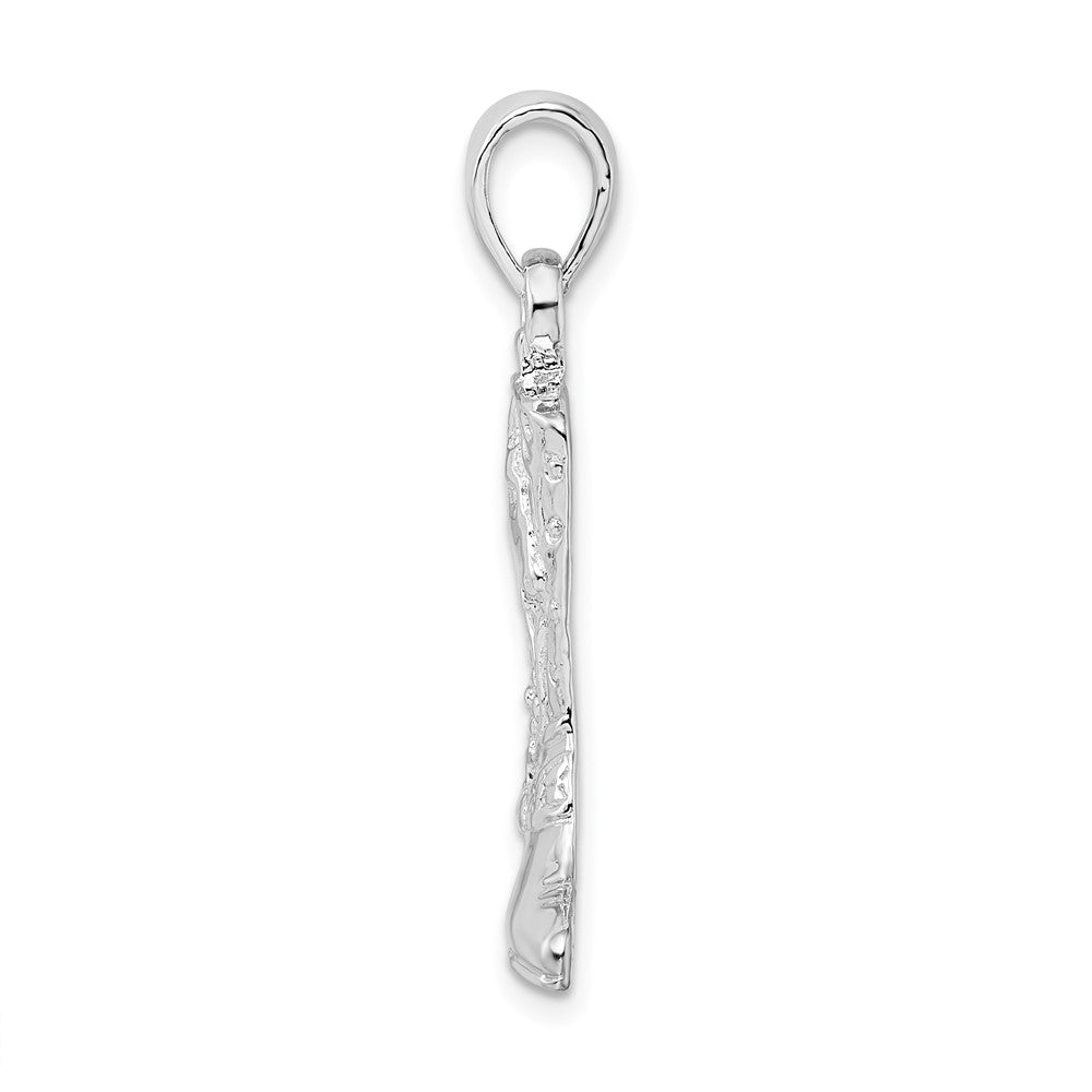 Sterlingsilber De-ani Rhodiniert Poliert 3d Cowboy Boot mit Spur Anhänger