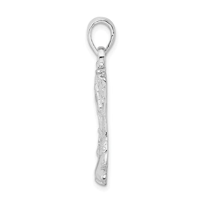 Sterlingsilber De-ani Rhodiniert Poliert 3d Cowboy Boot mit Spur Anhänger