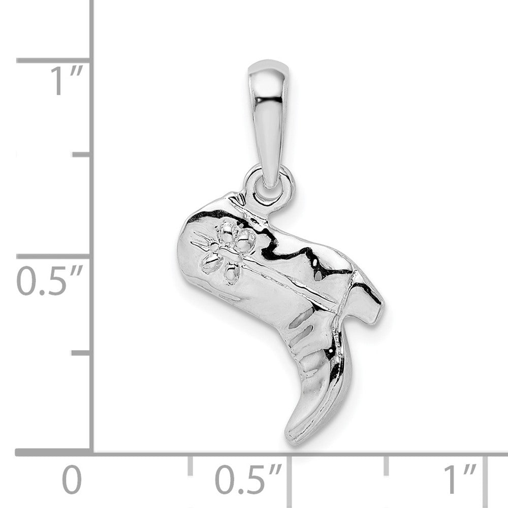 Sterlingsilber De-ani Rhodiniert Poliert 3d Cowboy Boot Anhänger