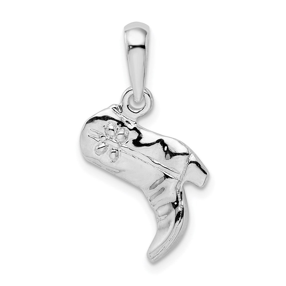 Sterlingsilber De-ani Rhodiniert Poliert 3d Cowboy Boot Anhänger