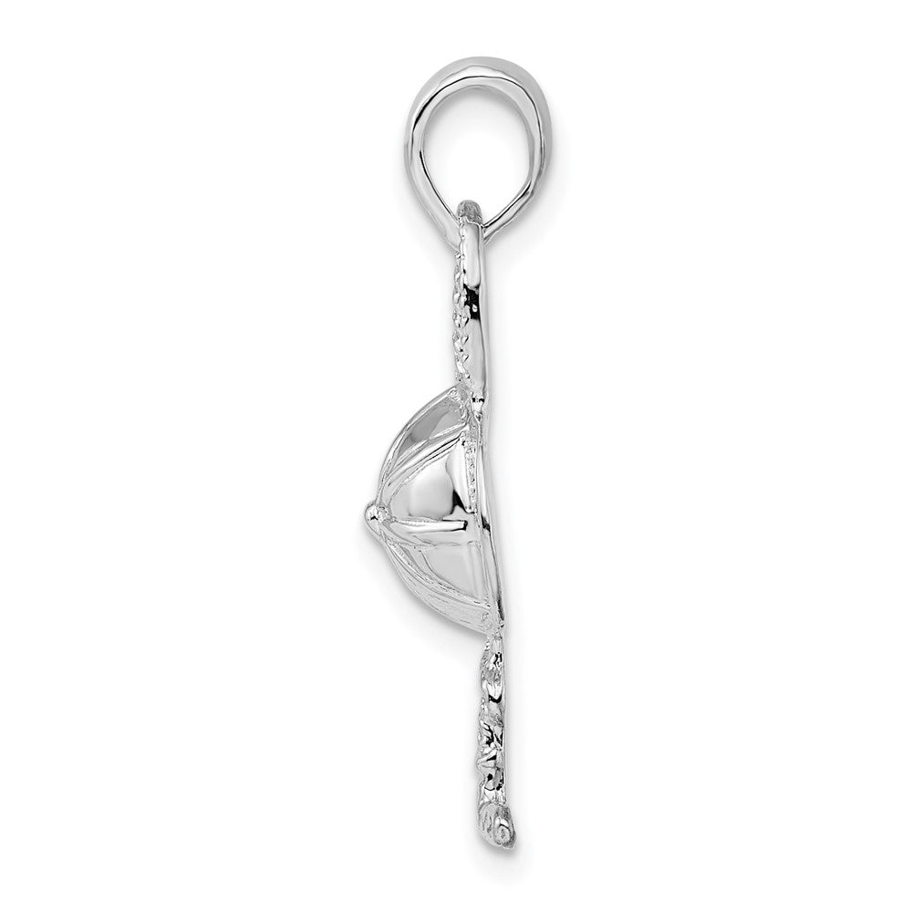 Sterlingsilber De-ani Poliert Jockey Helm mit Crop Anhänger