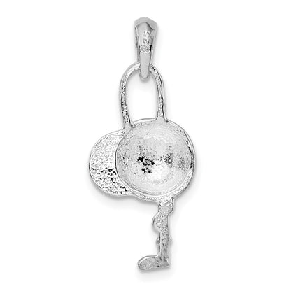 Sterlingsilber De-ani Poliert Jockey Helm mit Crop Anhänger