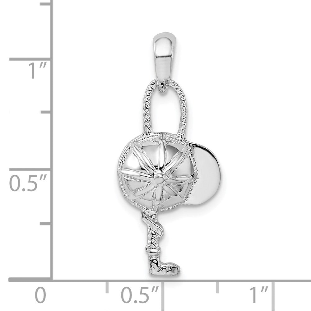 Sterlingsilber De-ani Poliert Jockey Helm mit Crop Anhänger