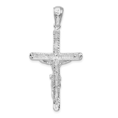 Sterlingsilber De-ani Rhodiniert Strukturiert Kruzifix Anhänger