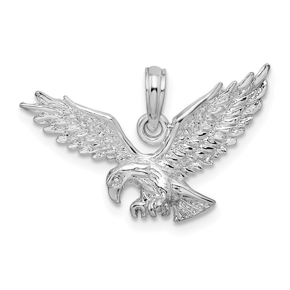 Sterlingsilber De-ani Rhodiniert Strukturiert 3d Landing Adler Anhänger