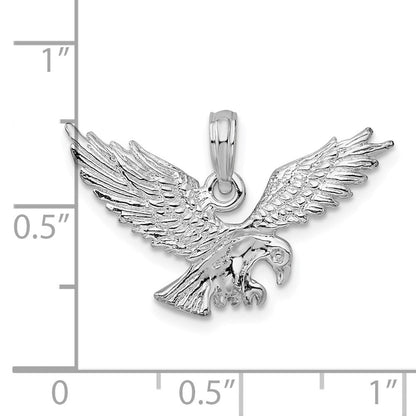 Sterlingsilber De-ani Rhodiniert Strukturiert 3d Landing Adler Anhänger