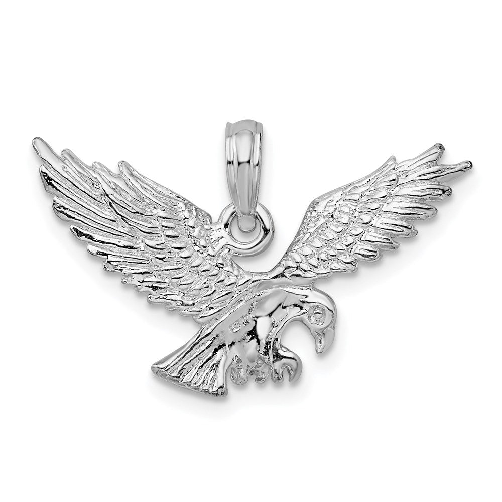 Sterlingsilber De-ani Rhodiniert Strukturiert 3d Landing Adler Anhänger