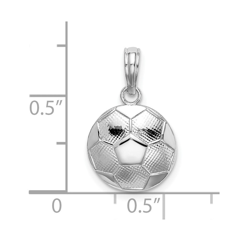 Sterlingsilber De-ani Rhodiniert Poliert und Strukturiert Fußball Kugel Anhänger