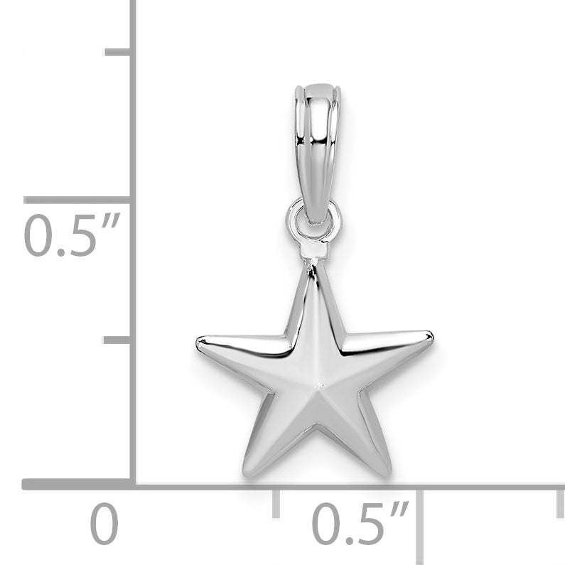 Sterlingsilber De-ani Rhodiniert Poliert 3d Stern Anhänger