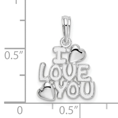 Sterlingsilber De-ani Rhodiniert Poliert I Liebe You mit Herzen Anhänger