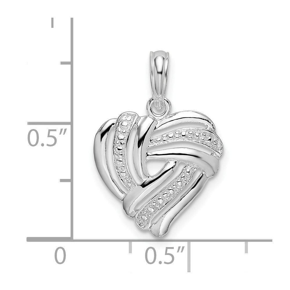 Sterlingsilber De-ani Rhodiniert Poliert Wickel Design Herz Anhänger