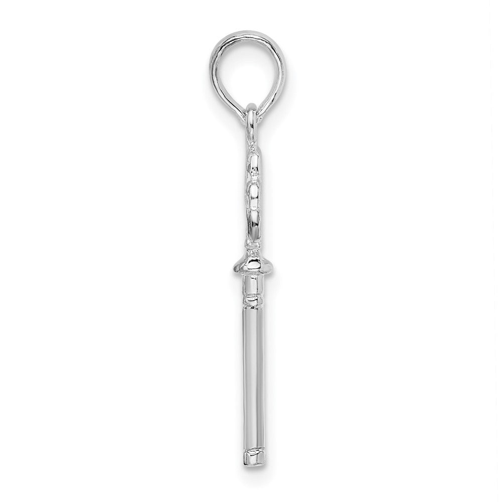 Sterlingsilber De-ani Rhodiniert Poliert 3d Key mit Herzen Oberteil Anhänger