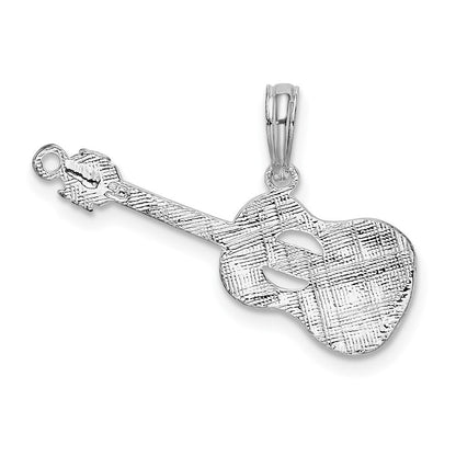 Sterlingsilber De-ani Rhodiniert Poliert Gitarre Anhänger