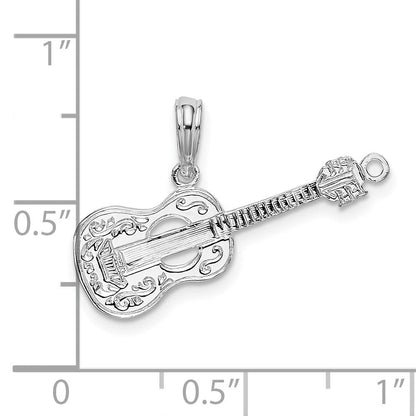 Sterlingsilber De-ani Rhodiniert Poliert Gitarre Anhänger