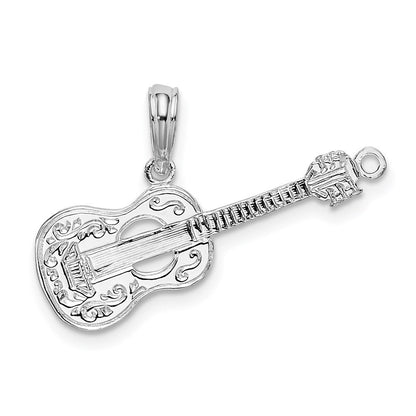 Sterlingsilber De-ani Rhodiniert Poliert Gitarre Anhänger