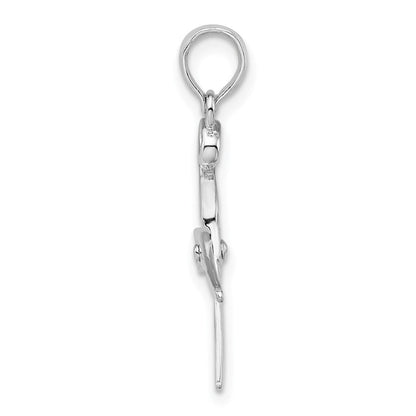 Sterlingsilber De-ani Rhodiniert Poliert Beweglich 3d Scissors Anhänger