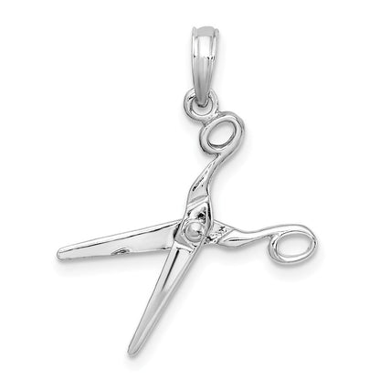 Sterlingsilber De-ani Rhodiniert Poliert Beweglich 3d Scissors Anhänger