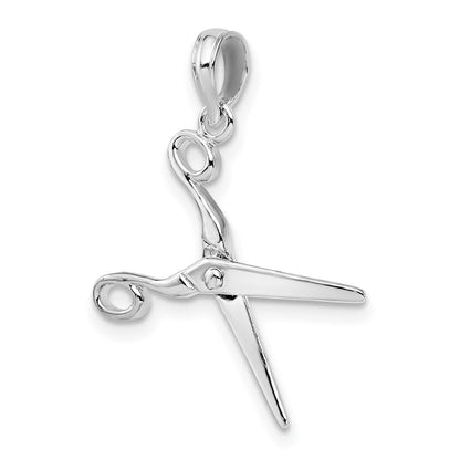 Sterlingsilber De-ani Rhodiniert Poliert Beweglich 3d Scissors Anhänger