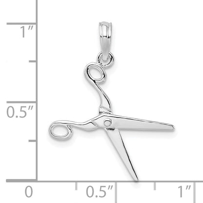 Sterlingsilber De-ani Rhodiniert Poliert Beweglich 3d Scissors Anhänger
