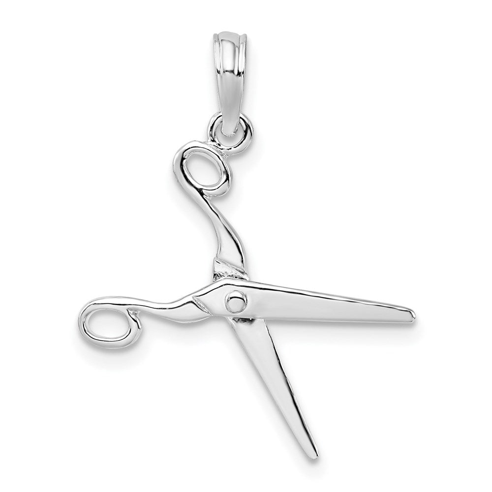 Sterlingsilber De-ani Rhodiniert Poliert Beweglich 3d Scissors Anhänger