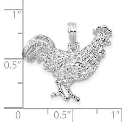 Sterlingsilber De-ani Rhodiniert Poliert Rooster Anhänger