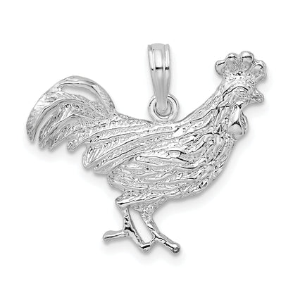 Sterlingsilber De-ani Rhodiniert Poliert Rooster Anhänger