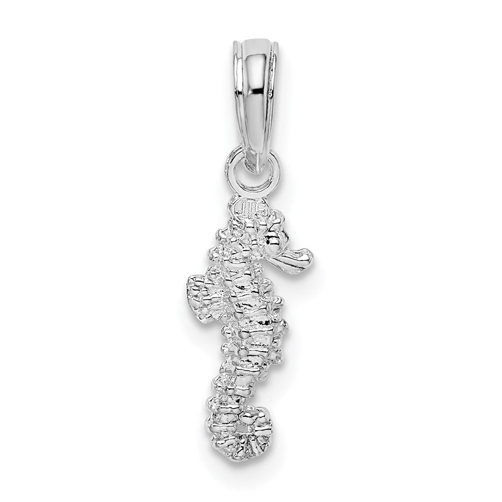 Sterlingsilber De-ani Rhodiniert Poliert 3d Mini Seepferdchen Anhänger