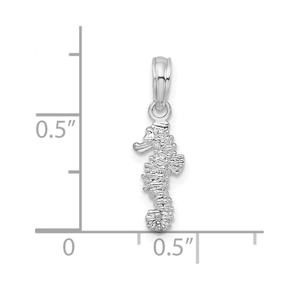 Sterlingsilber De-ani Rhodiniert Poliert 3d Mini Seepferdchen Anhänger