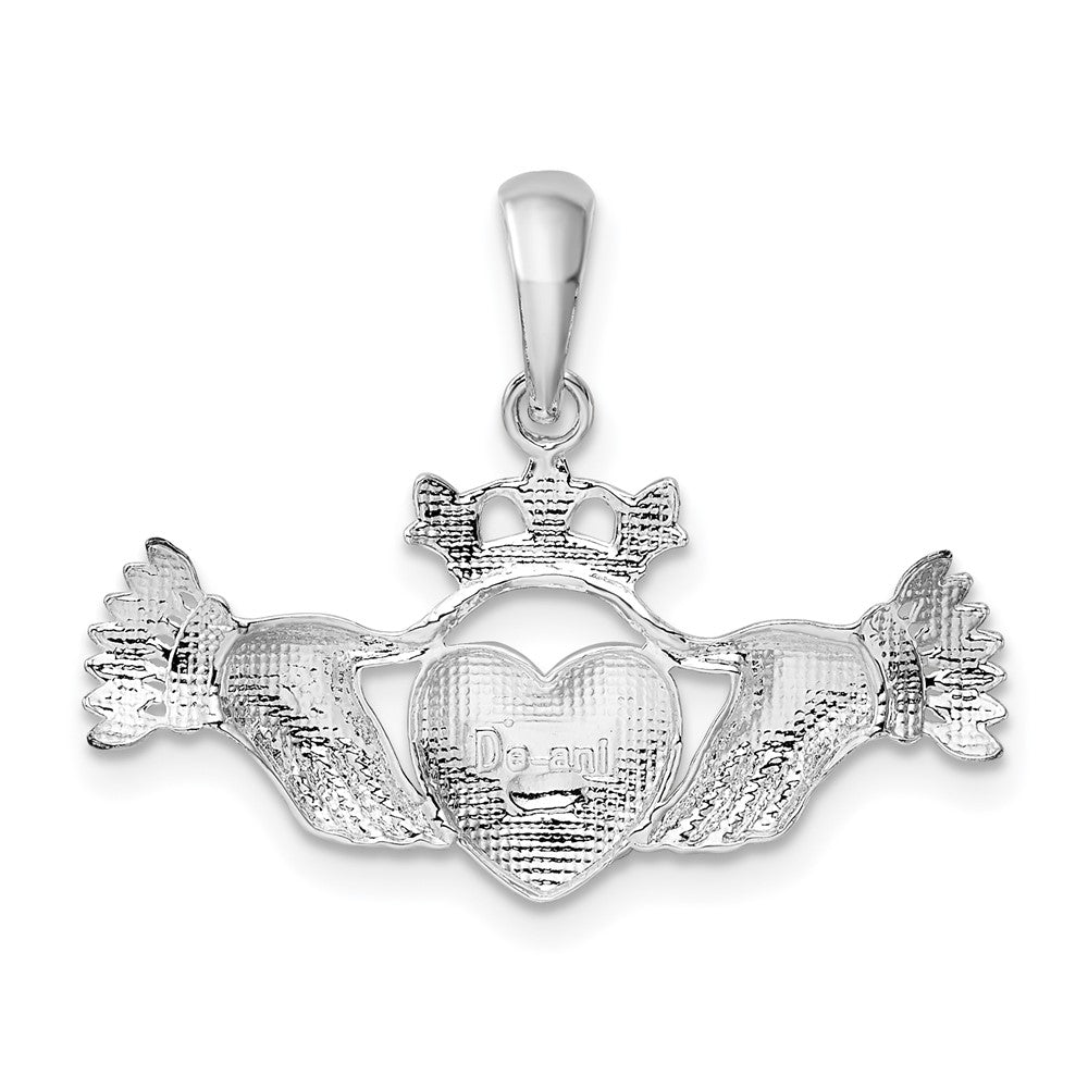 Sterlingsilber De-ani Rhodiniert Poliert Claddagh Anhänger