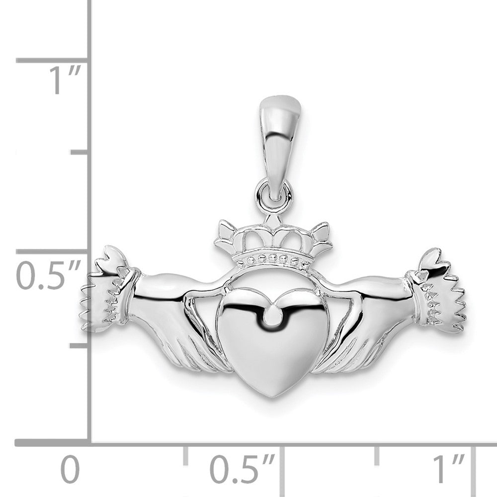 Sterlingsilber De-ani Rhodiniert Poliert Claddagh Anhänger