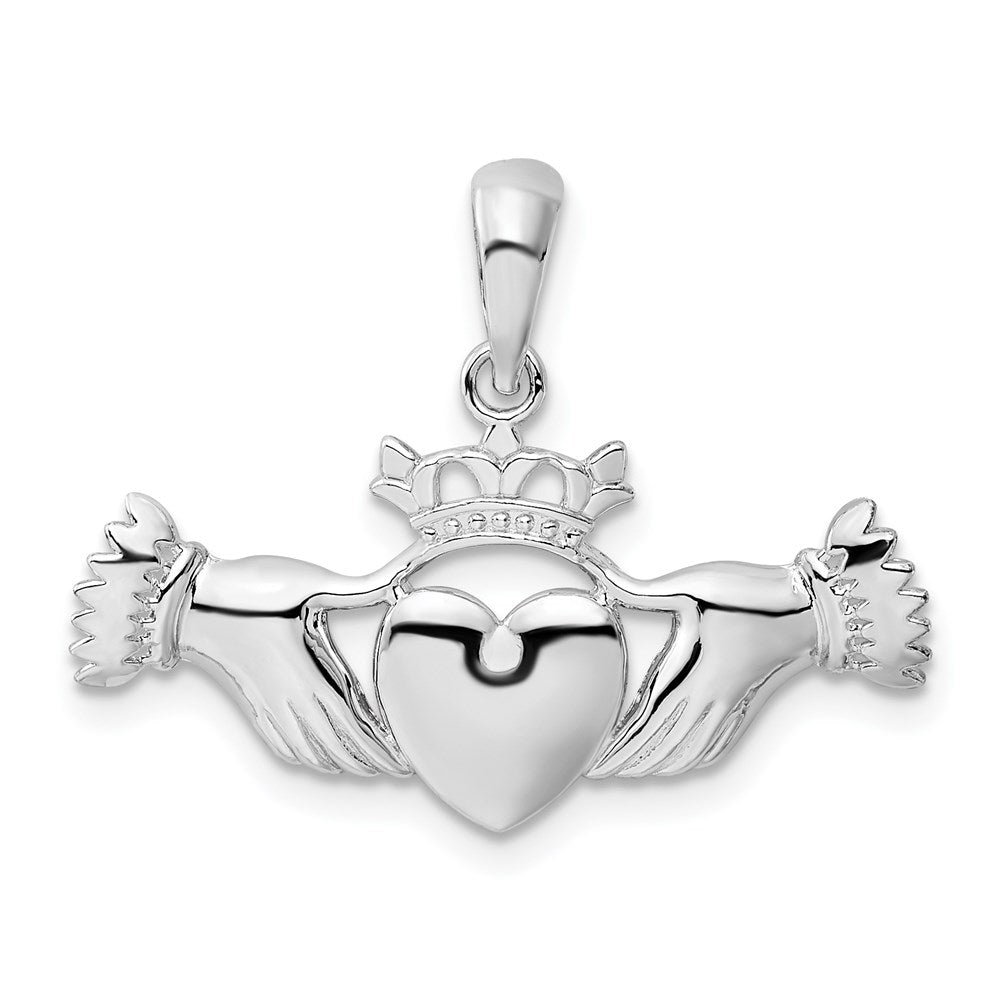 Sterlingsilber De-ani Rhodiniert Poliert Claddagh Anhänger