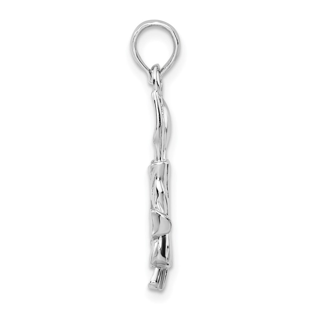Sterlingsilber De-ani Rhodiniert Poliert Spoon und Fork Rolled in Napkin Anhänger