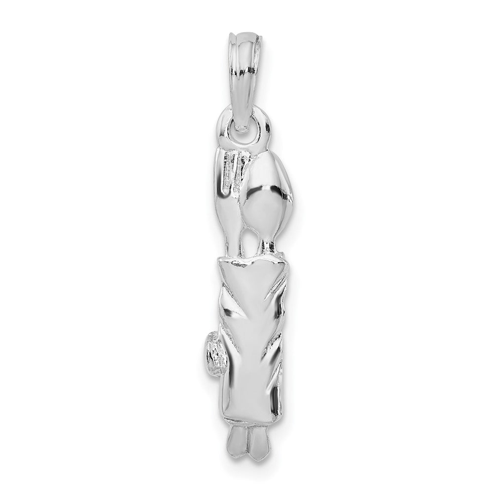 Sterlingsilber De-ani Rhodiniert Poliert Spoon und Fork Rolled in Napkin Anhänger