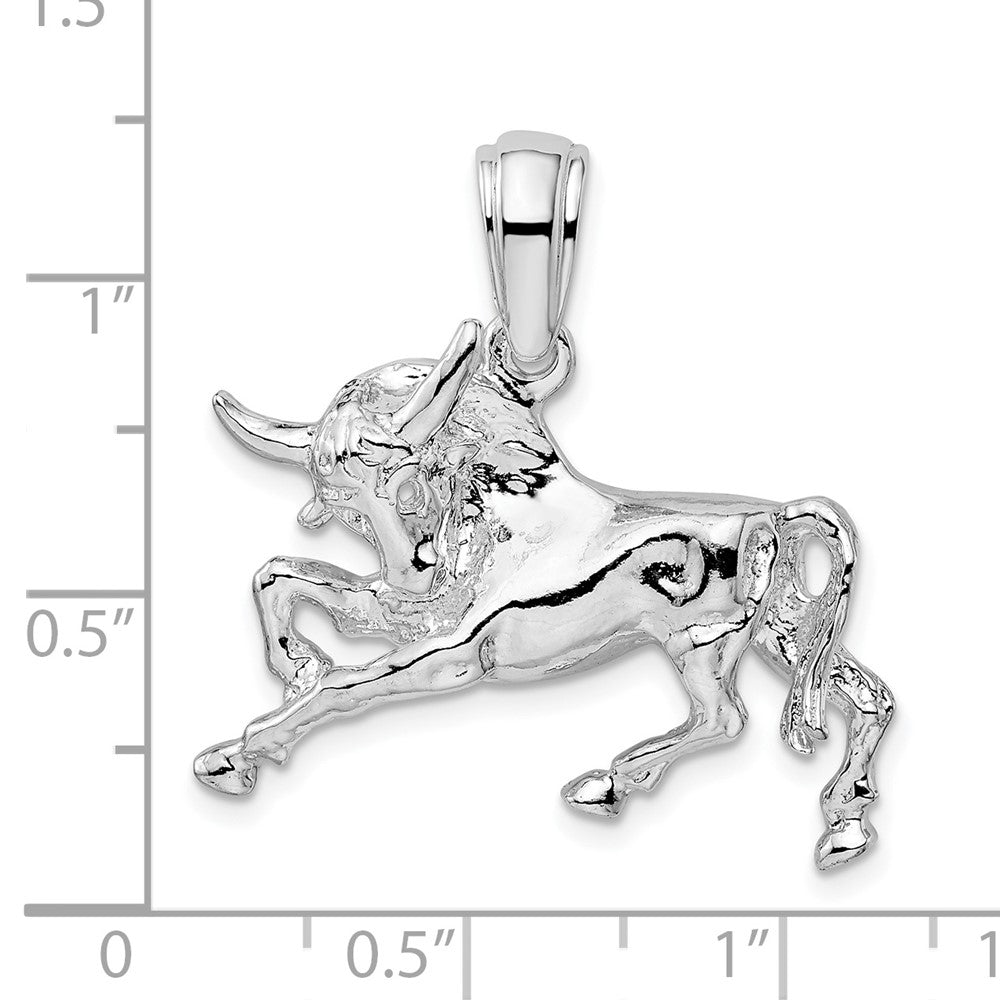 Sterlingsilber De-ani Rhodiniert Poliert Raging Bull Anhänger