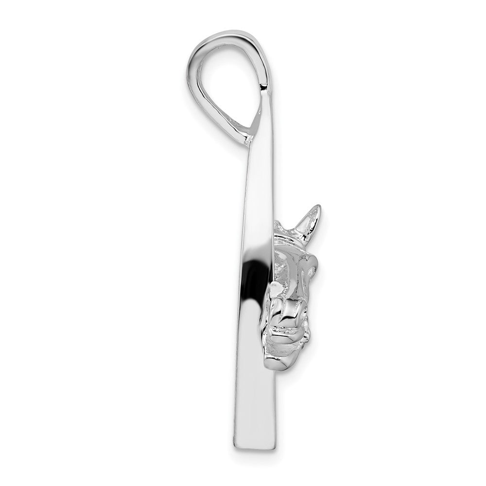Sterlingsilber De-ani Rhodiniert Poliert Pferd Kopf mit Stirrup Anhänger