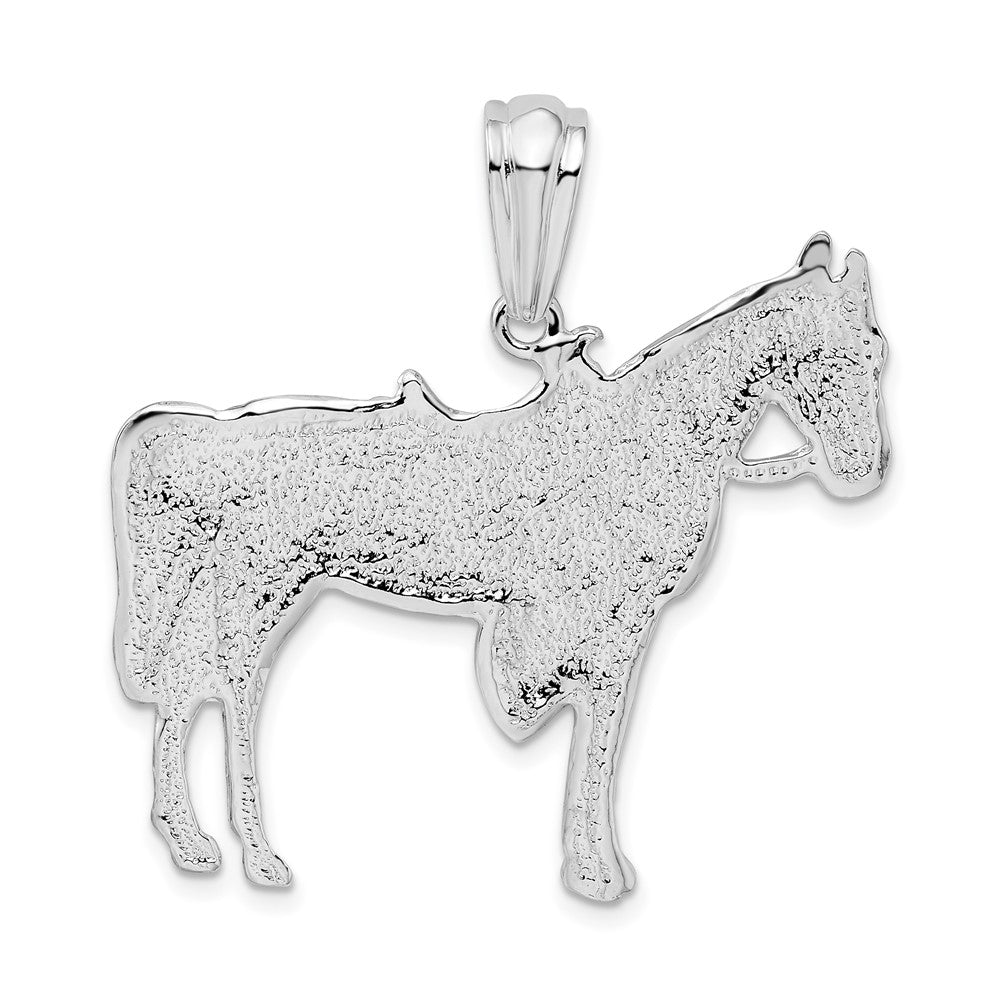Sterlingsilber De-ani Rhodiniert Poliert Pferd mit Saddle Anhänger