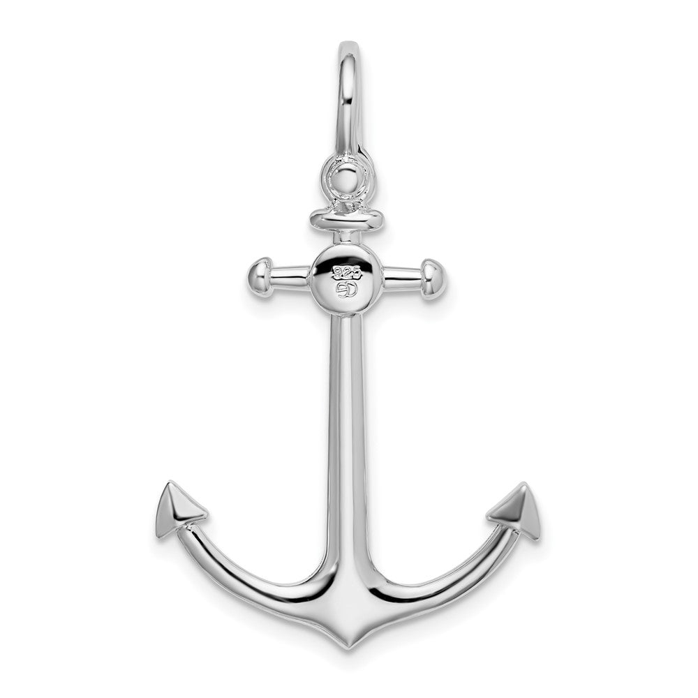 Sterlingsilber De-ani Rhodiniert Poliert 3d Klein Anker Anhänger