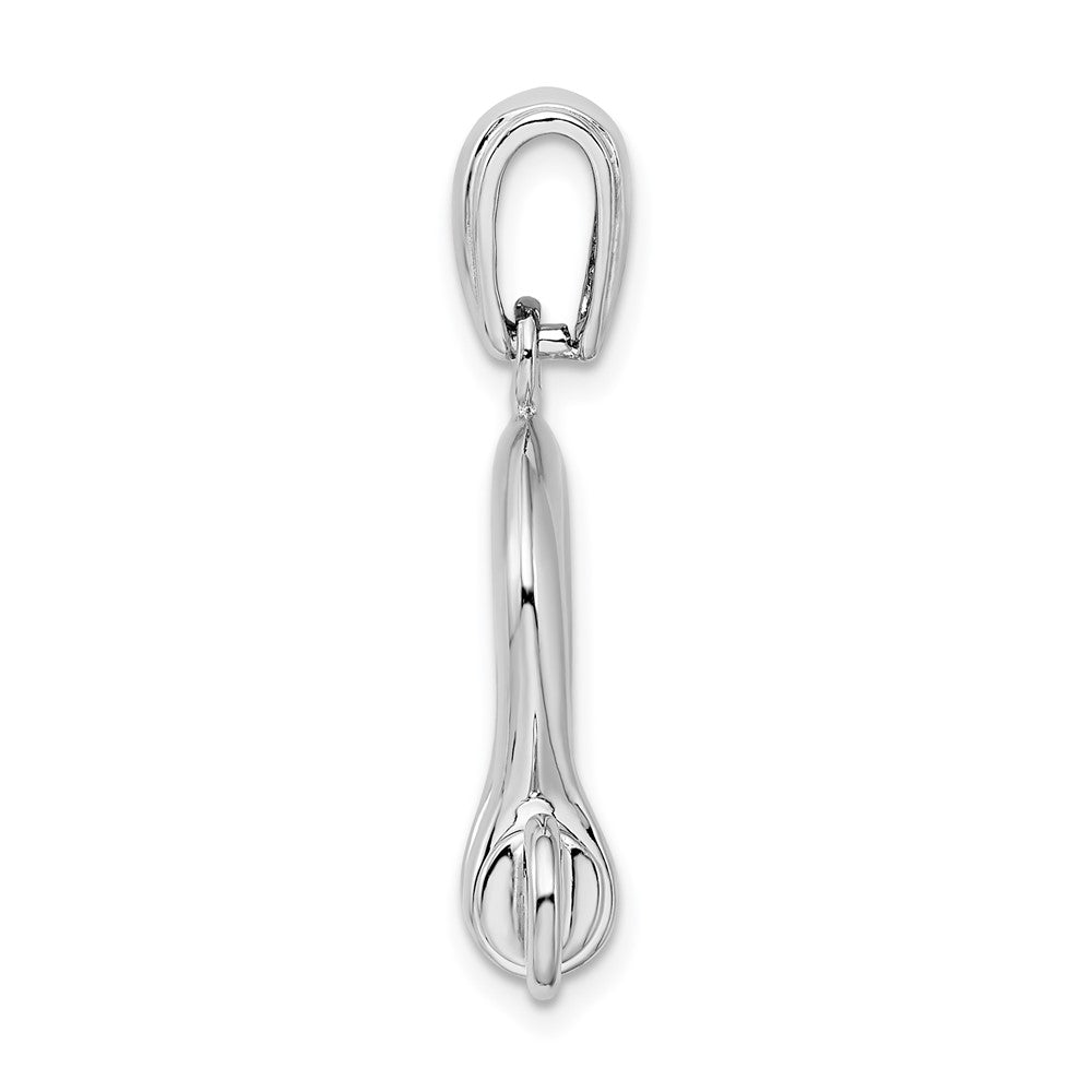 Sterlingsilber De-ani Rhodiniert Poliert 3d Groß Shackle Glieder Anhänger