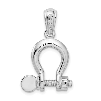 Sterlingsilber De-ani Rhodiniert Poliert 3d Groß Shackle Glieder Anhänger