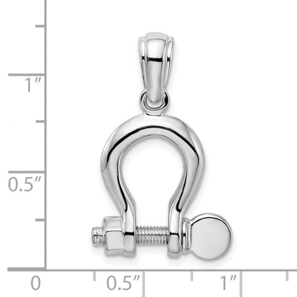 Sterlingsilber De-ani Rhodiniert Poliert 3d Groß Shackle Glieder Anhänger