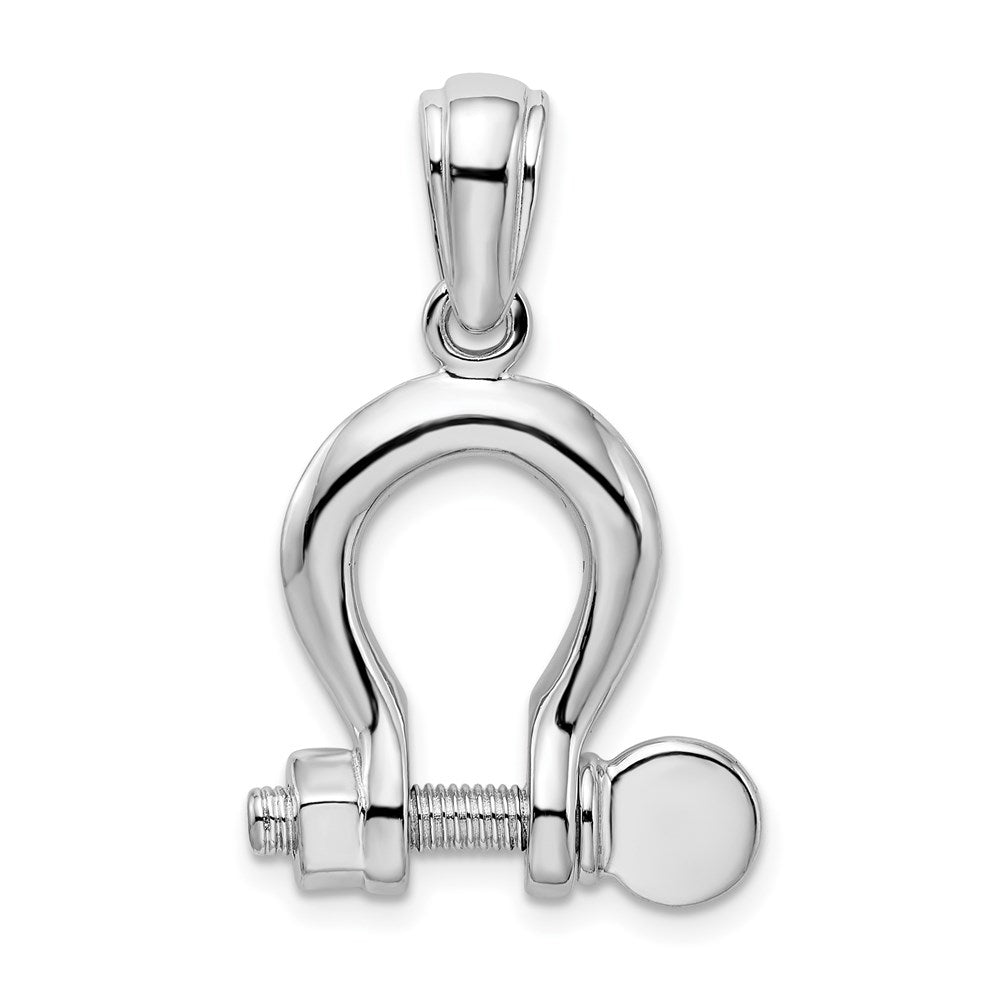 Sterlingsilber De-ani Rhodiniert Poliert 3d Groß Shackle Glieder Anhänger