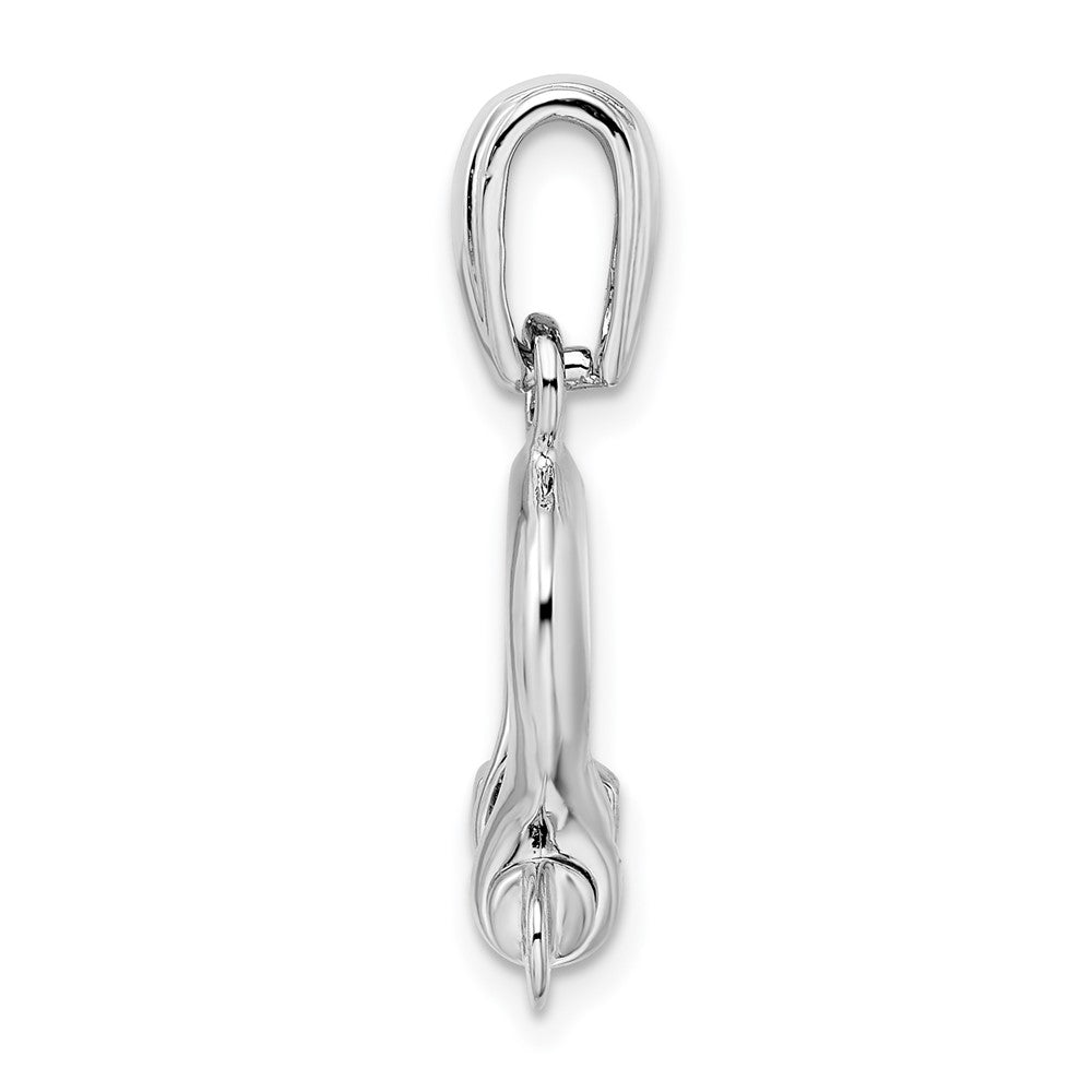 Sterlingsilber De-ani Rhodiniert Poliert 3d Mittel Shackle Glieder Anhänger