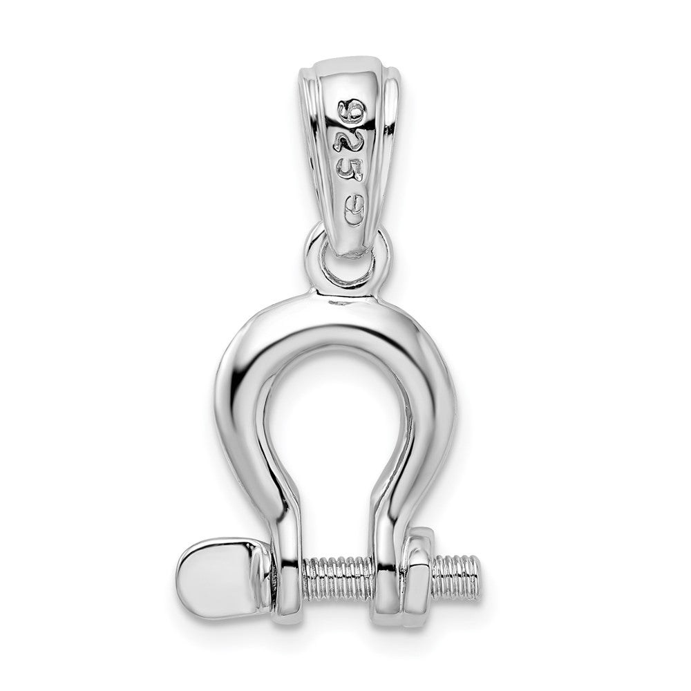 Sterlingsilber De-ani Rhodiniert Poliert 3d Mittel Shackle Glieder Anhänger