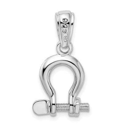 Sterlingsilber De-ani Rhodiniert Poliert 3d Mittel Shackle Glieder Anhänger