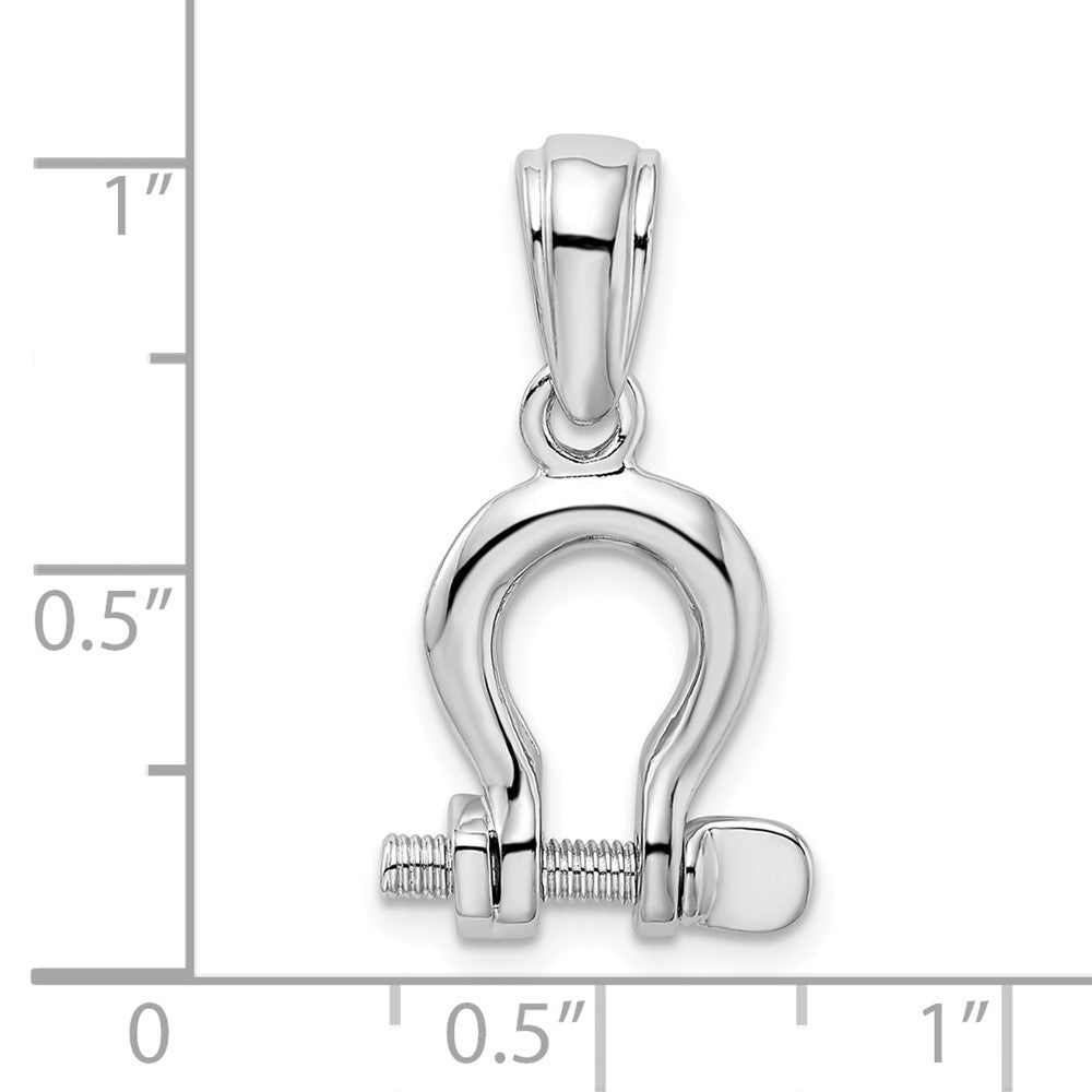 Sterlingsilber De-ani Rhodiniert Poliert 3d Mittel Shackle Glieder Anhänger