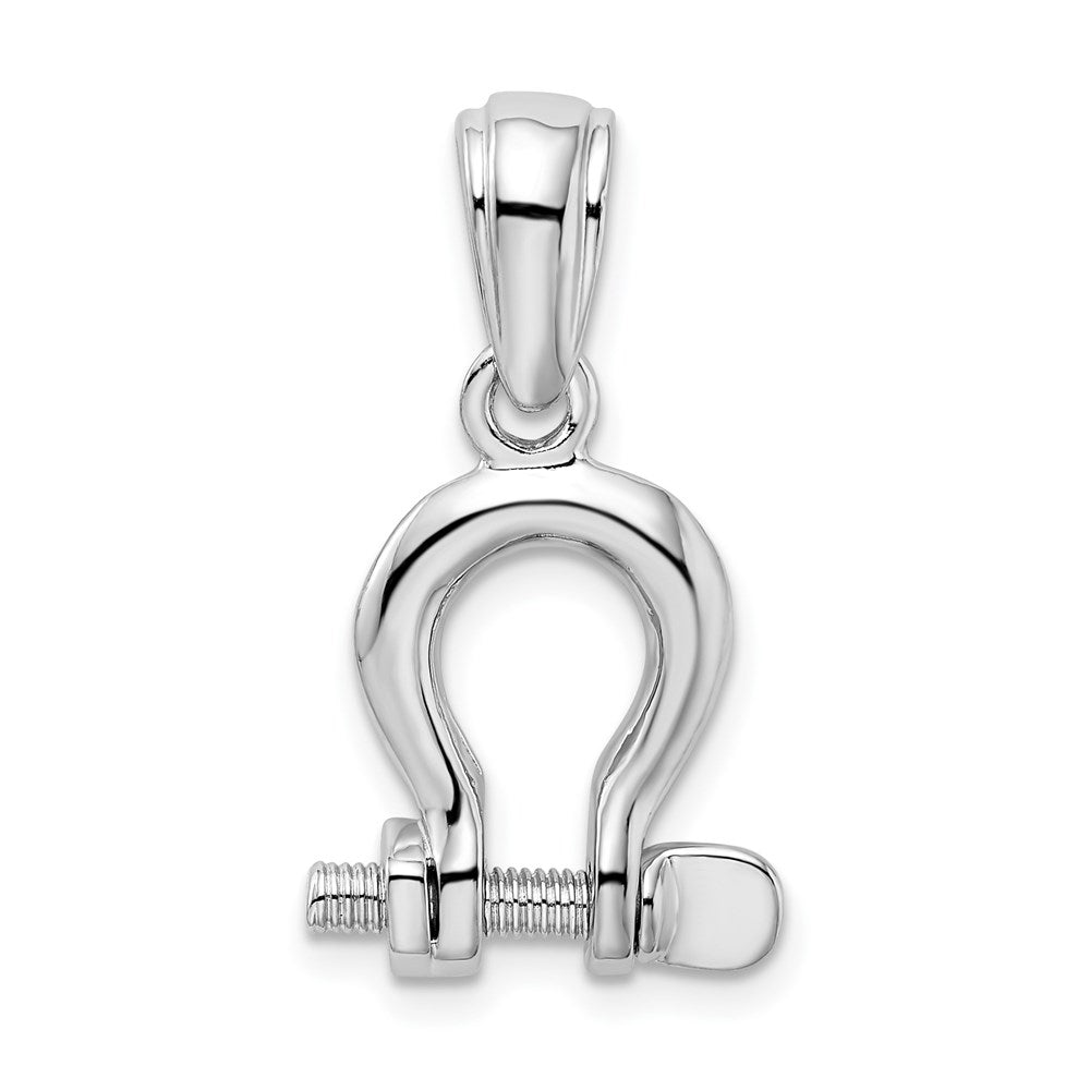 Sterlingsilber De-ani Rhodiniert Poliert 3d Mittel Shackle Glieder Anhänger
