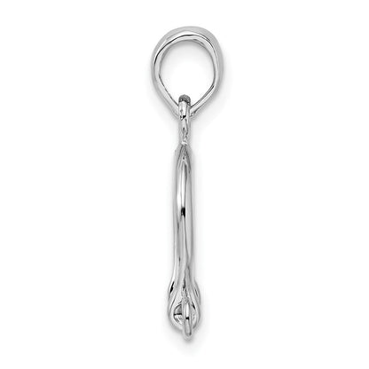 Sterlingsilber De-ani Rhodiniert Poliert 3d Klein Shackle Glieder Anhänger